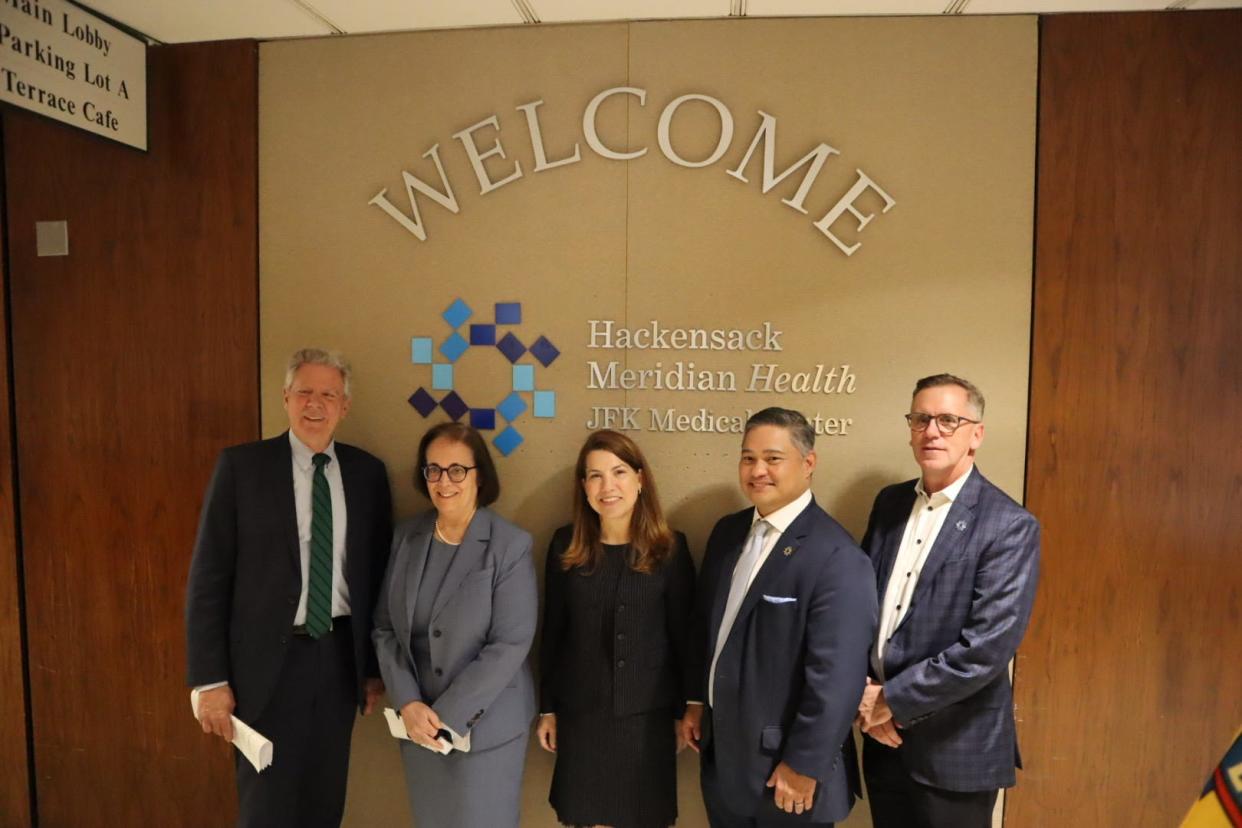 U.S. Rep. Frank Pallone Jr., D-N.J., held a press conference at Hackensack Meridian Health's JFK Medical Center in Edison on March 28, 2024, to call for action to protect New Jerseyans from “gas station heroin.”