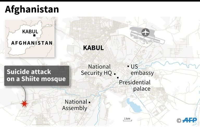 Detailed map locating Kabul in Afghanistan. Dozens were killed in two separate mosque attacks in the country on Friday