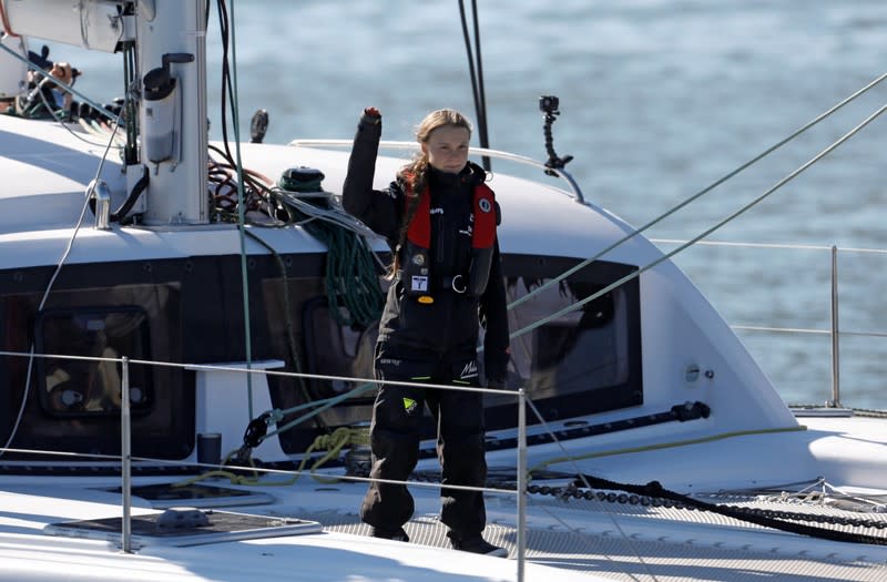 Climate change activist Greta Thunberg arrives in Lisbon