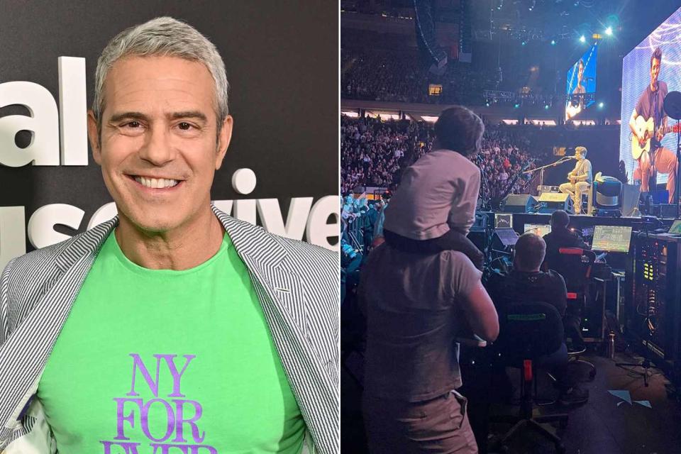 <p>Bryan Bedder/Getty Images; Andy Cohen Instagram</p> Andy Cohen took his son Ben to watch John Mayer perform