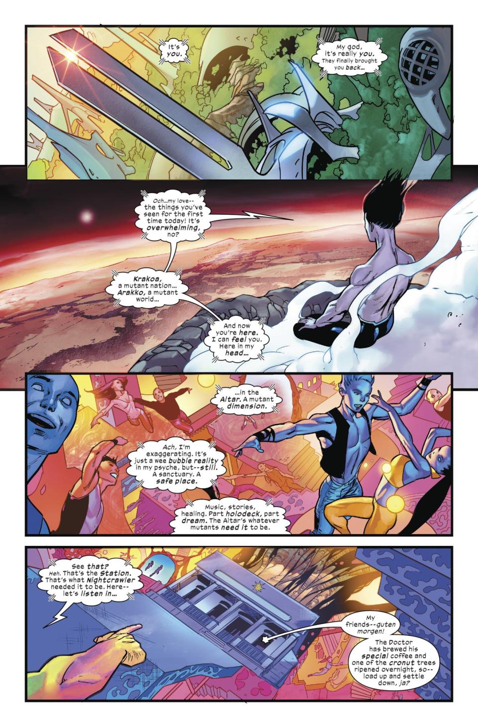 The first page of 'Legion of X' #1, by writer Si Spurrier and artist Jan Bazaldua