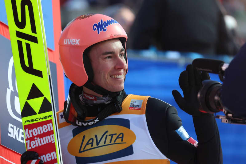 Austria's Stefan Kraft reacts in the outrun of the men's ski flying 2nd competition jump of the Nordic skiing/ski jumping World Cup. 30-year-old Kraft, who also tasted overall World Cup success in 2017 and 2020, picked up a 43rd World Cup win of his career and 13th this season. Karl-Josef Hildenbrand/dpa