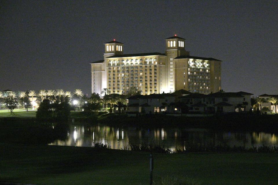 The Ritz-Carlton Orlando, Grande Lakes resort hotel, where actor and comedian Bob Saget was found dead, is viewed Sunday, Jan. 9, 2022, in Orlando, Fla. (AP Photo/Phelan M. Ebenhack)