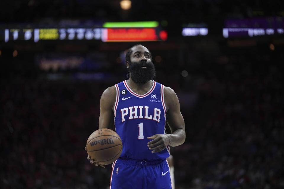 Philadelphia 76ers’ James Harden plays during the second half of Game 6 of Eastern Conference semifinal, Thursday, May 11, 2023, in Philadelphia. | Matt Slocum, Associated Press