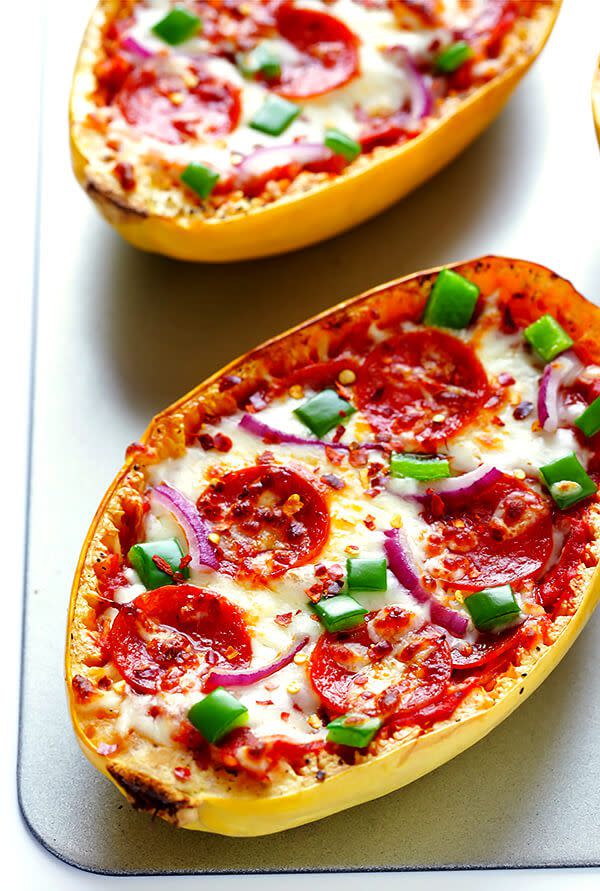 Spaghetti Squash Pizza Boats