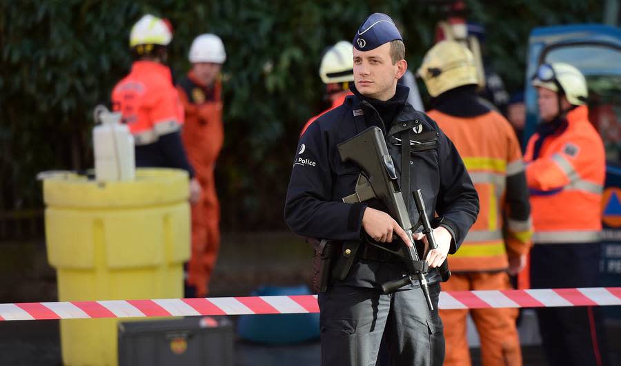 Emergency Responders Investigate White Powder at the Grand Mosque in Brussels 
