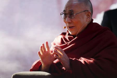 Exiled Tibetan spiritual leader the Dalai Lama speaks at a school in Katoomba, west of Sydney, June 8, 2015.REUTERS/Jason Reed