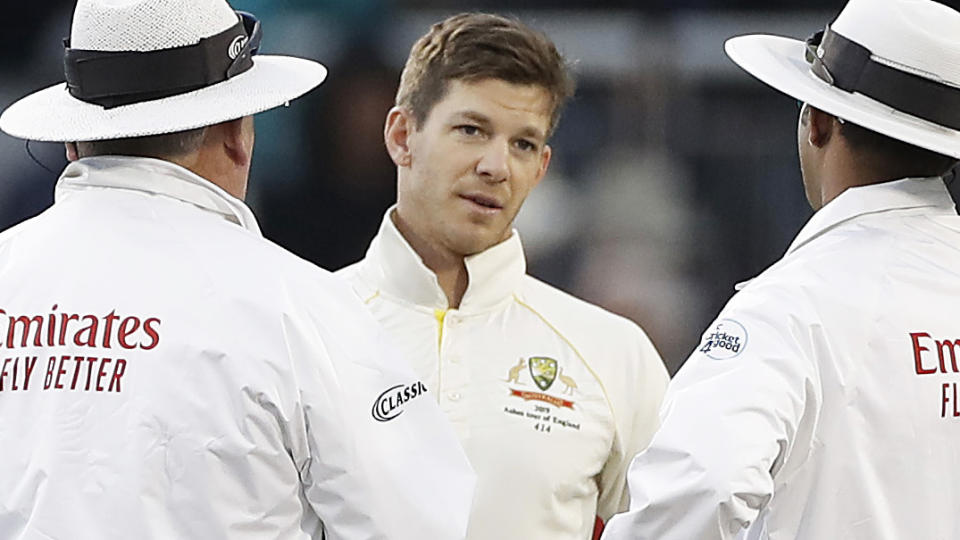 Tim Paine has openly criticised the DRS decision that cost him his wicket in Australia's second innings, saying he had spoken to match referees about it. (Photo by Ryan Pierse/Getty Images)