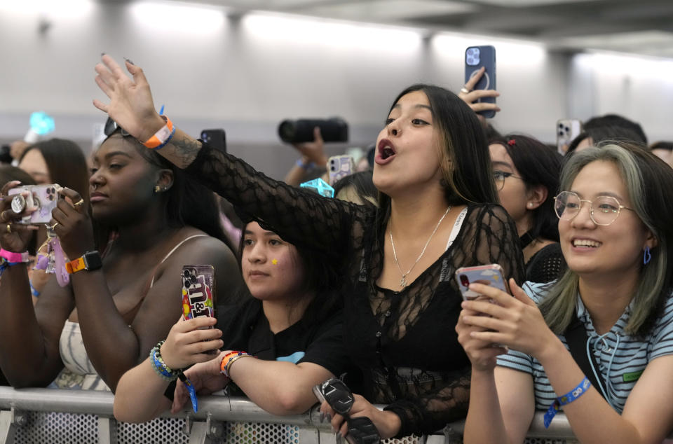 Fans attend KCON at the Los Angeles Convention Center on Friday, Aug. 18, 2023. (AP Photo/Chris Pizzello)