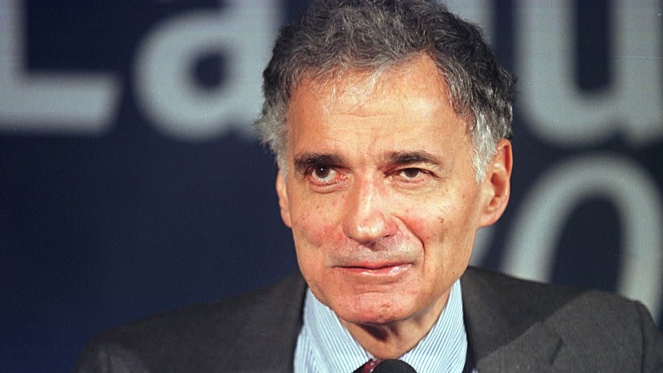 Green Party presidential candidate Ralph Nader appears at the National Press Club in Washington, DC, in November 2000. - Michael Smith/Newsmakers/Getty Images