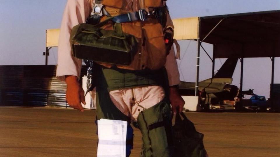 Then-Lt. Col. CQ Brown is shown here deployed as an F-16 squadron commander in support of Operation Southern Watch in 2001. (Courtesy of the Brown family)