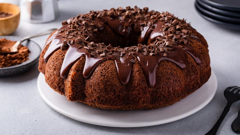 Chocolate bundt cake with glaze