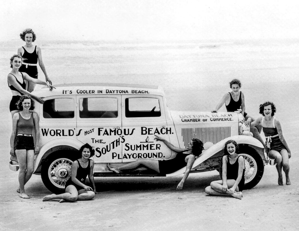 In this undated photo, the slogan "It's cooler in Daytona Beach" can be seen on a Chamber of Commerce car.