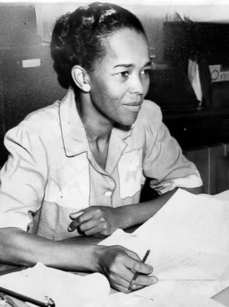 PHOTO: Ella Baker, NAACP Hatfield representative, sits behind a desk with paperwork, Sept. 18, 1941. (Afro American Newspapers/Gado/Getty Images)