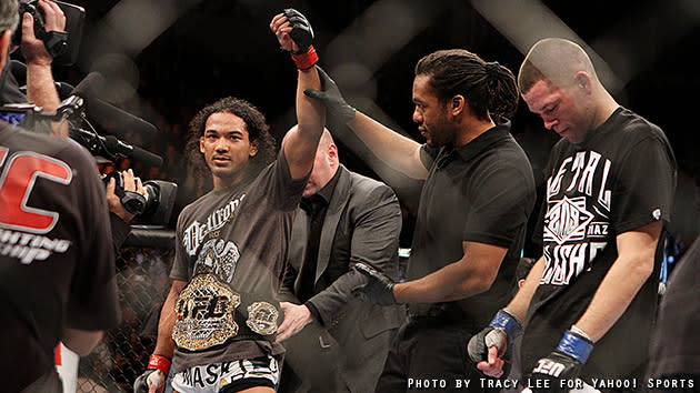 Benson Henderson held onto his belt with a dominating performance over Nate Diaz. (Credit: Tracy Lee for Yahoo! Sports)