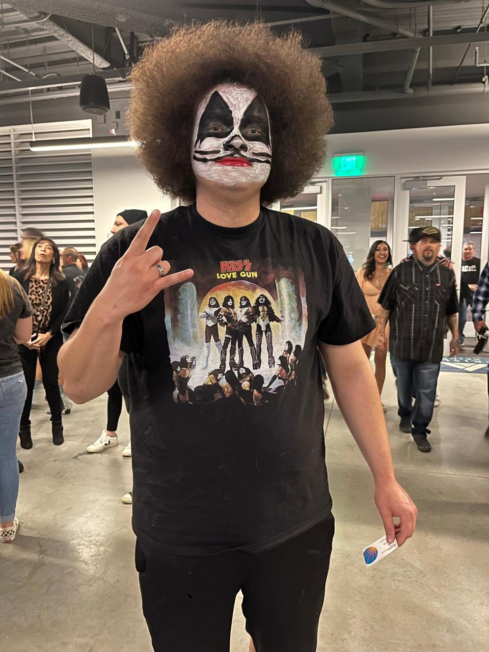 Keenan Farrington of Oceanside, Calif., attends the KISS concert at Acrisure Arena in Thousand Palms, Calif., on Nov. 1, 2023. It was his first time seeing the legendary band.