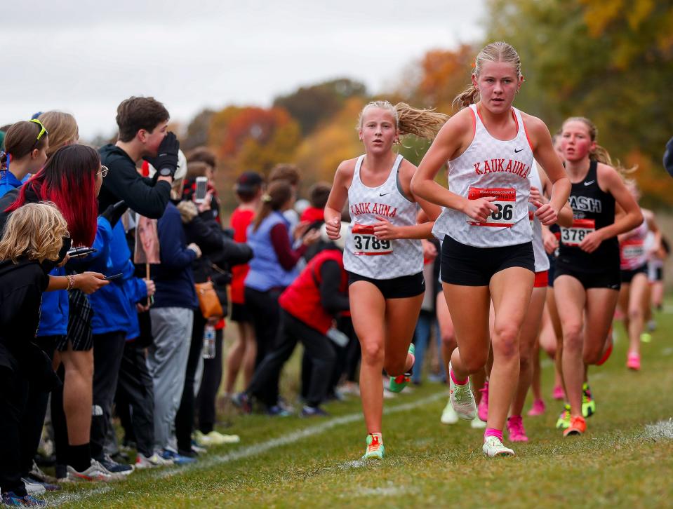 Kaukauna's Sydney Fauske (3786) runs the course during a WIAA Division 1 cross country sectional Saturday at Standing Rocks Park near Stevens Point.