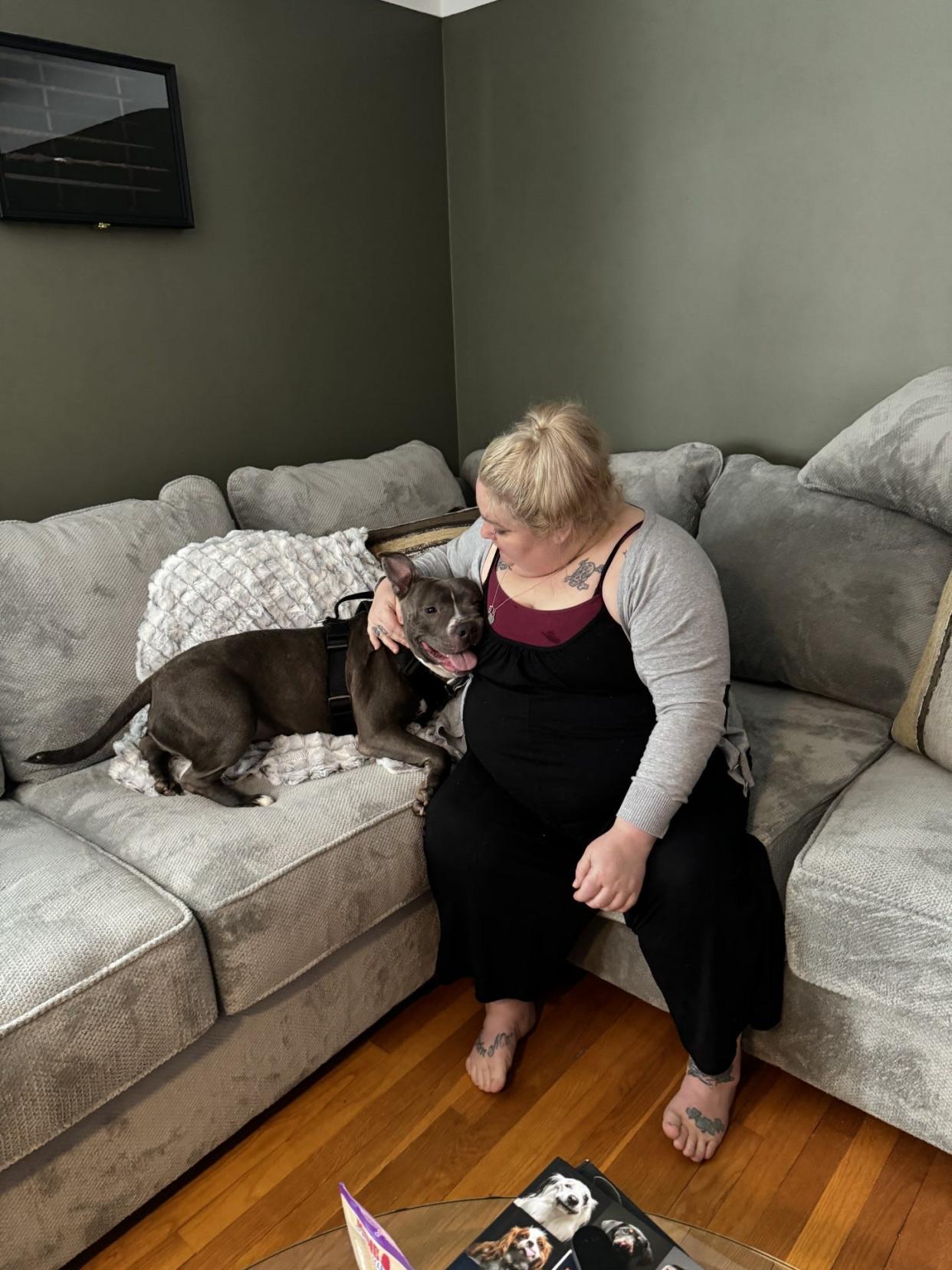 'Chester' the dog and his new mom Lauren Reitsman