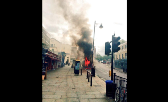 Bus goes up in flames in London