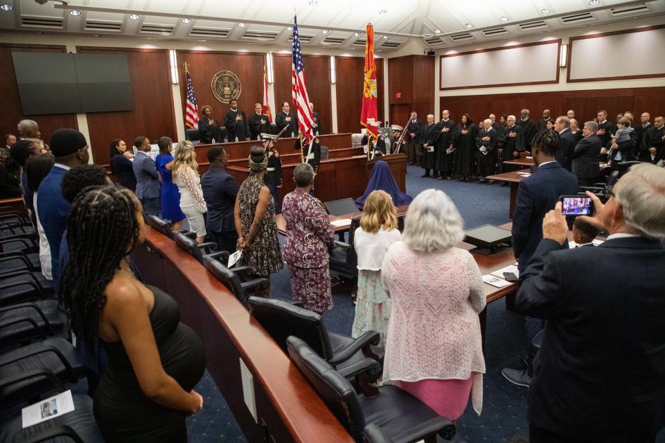 Family, friends, former coworkers and others gathered at the U.S. Courthouse and Federal Building for a naming ceremony honoring the late Judge Joseph Woodrow Hatchett on Friday, June  30, 2023. The courthouse, located at 111 N. Adams Street, will now be called the Joseph Woodrow Hatchett U.S. Courthouse and Federal Building.