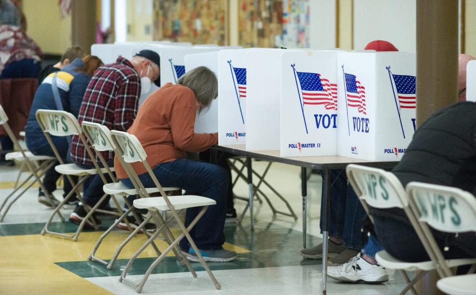 Voters fill out their ballots in Dover on Tuesday, Nov. 8.