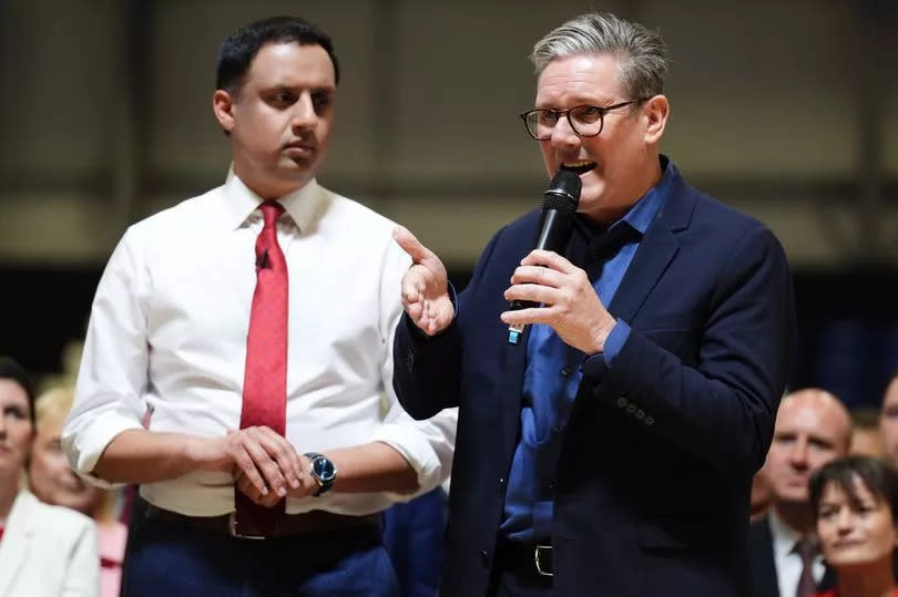 Labour Party leader Sir Keir Starmer (right) and Scottish Labour leader Anas Sarwar during a visit to the Caledonian Gladiators Stadium in East Kilbride, while on the General Election campaign trail.