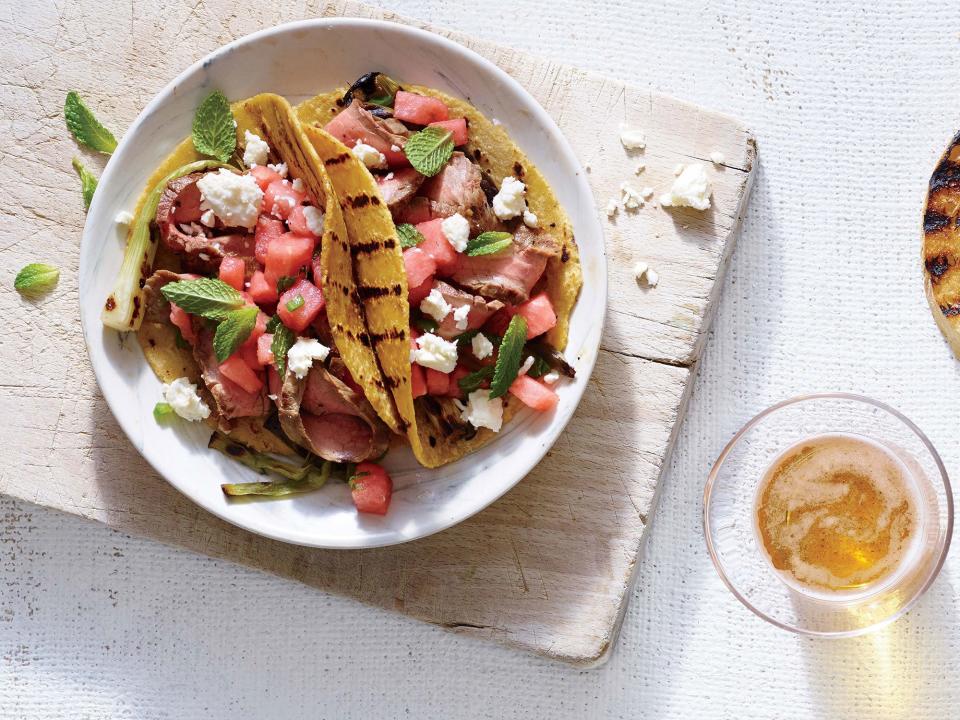 Spicy Flank Steak Tacos With Watermelon Salsa