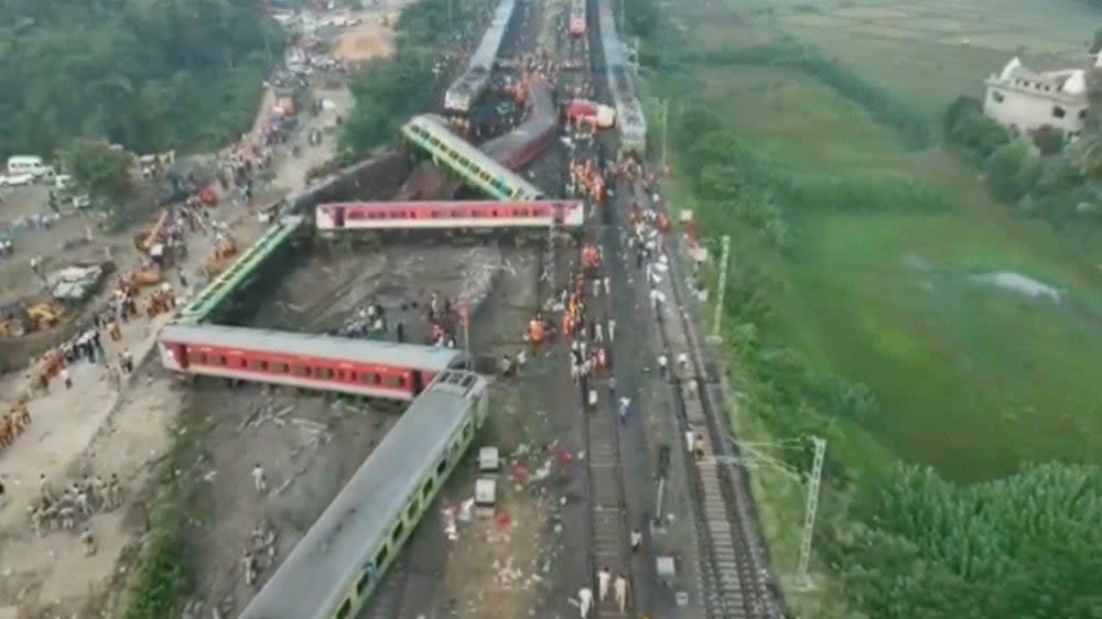 Aerials of India train crash (AP)