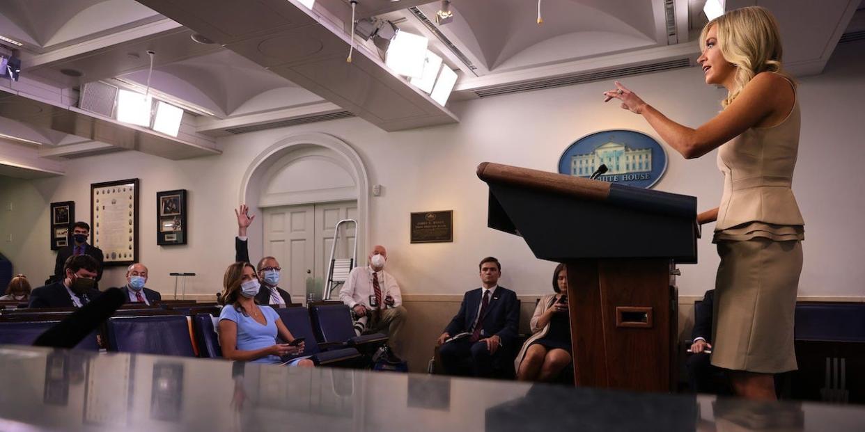 White House Press Secretary Kayleigh McEnany talks to reporters during a news conference in the Brady Press Briefing Room June 30, 2020 in Washington, DC.