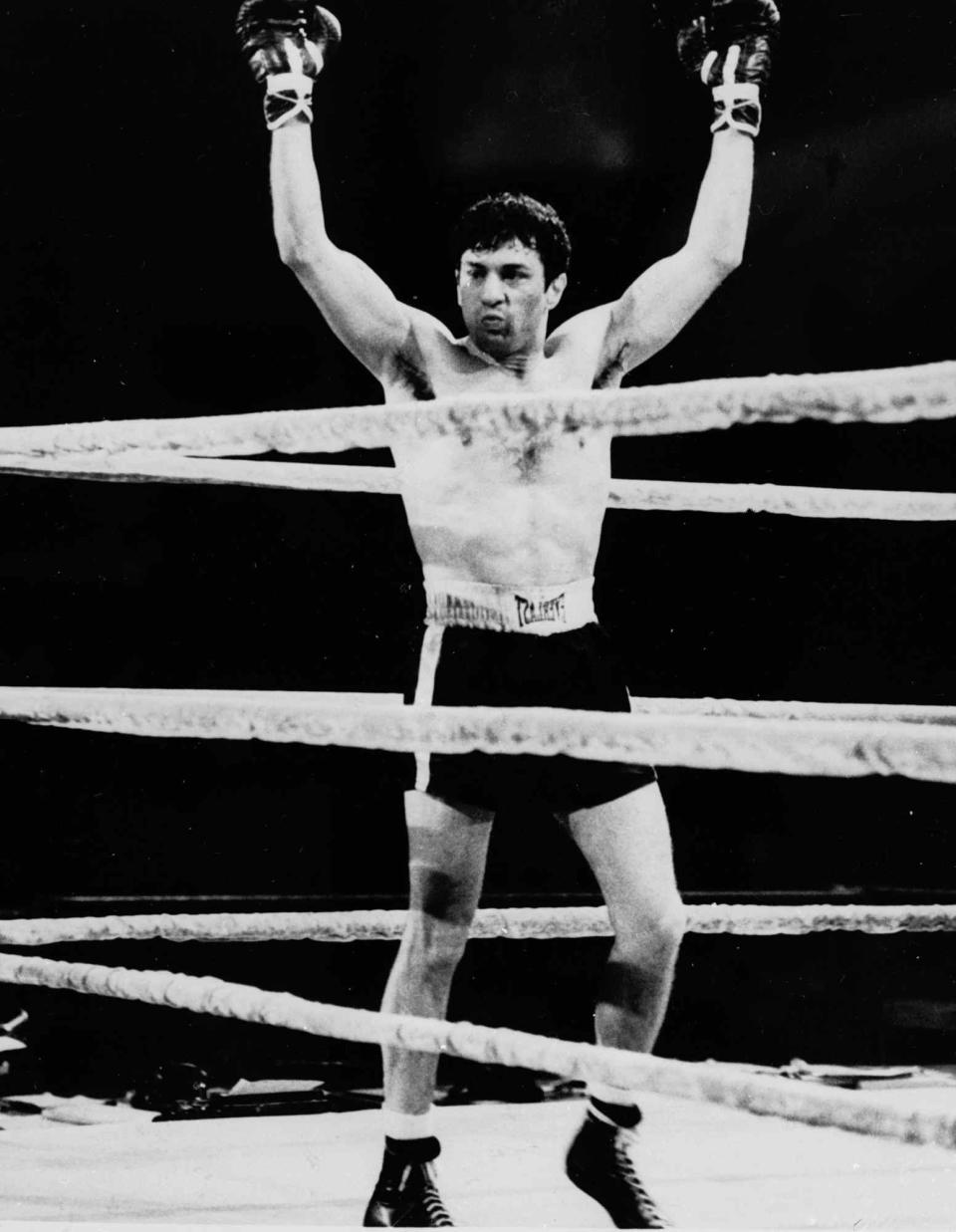 FILE - This 1980 file photo originally released by United Artists shows Robert De Niro as boxer Jake La Motta in the film "Raging Bull." As an iconoclastic group, modern black-and-white movies stand out for their classical photography and their willful connection to an earlier period of filmmaking. (AP Photo, File)