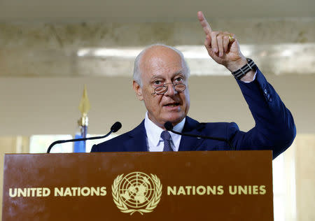 United Nations Special Envoy for Syria Staffan de Mistura attends a news conference at the United Nations in Geneva, Switzerland, August 17, 2017. REUTERS/Denis Balibouse