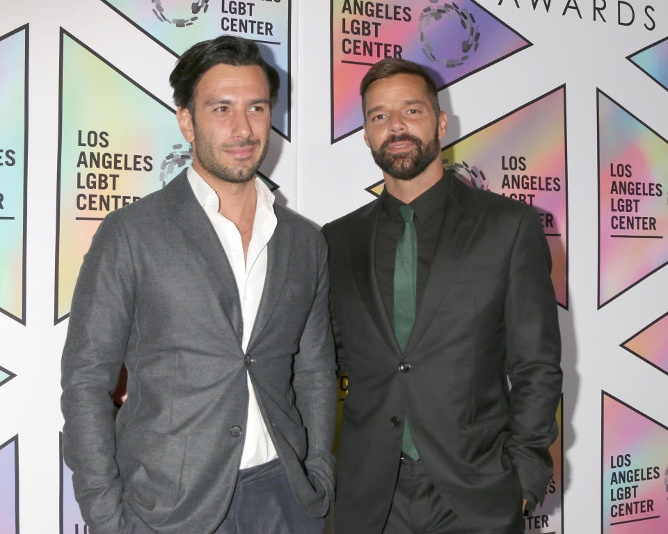 Jwan Yosef, RIcky Martin at the LA LGBT Center`s 49th Anniversary Gala at the Beverly Hilton Hotel on September 22, 2018 in Beverly Hills, CA. (Photo by Katrina Jordan/Sipa USA )