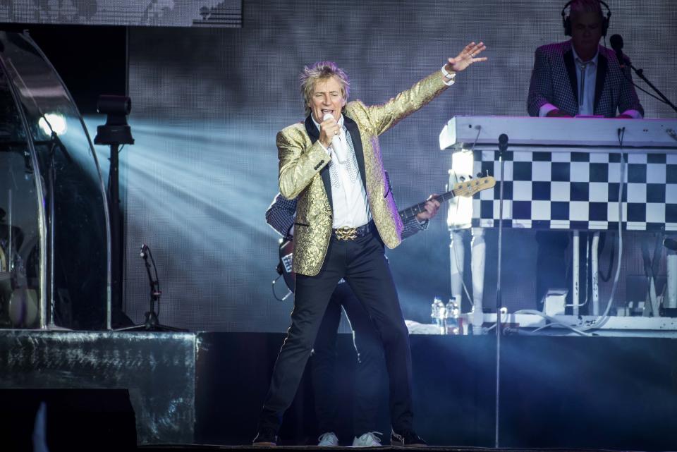 Rod Stewart performs on day four of the Isle of Wight Festival 2017, at Seaclose Park, Isle of Wight.