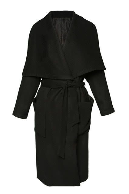 Wrap it with a simple, chic robe coat.