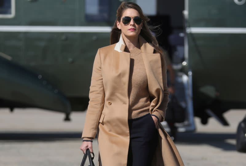 Hope Hicks, an advisor to President Trump walks to Air Force One to depart Washington