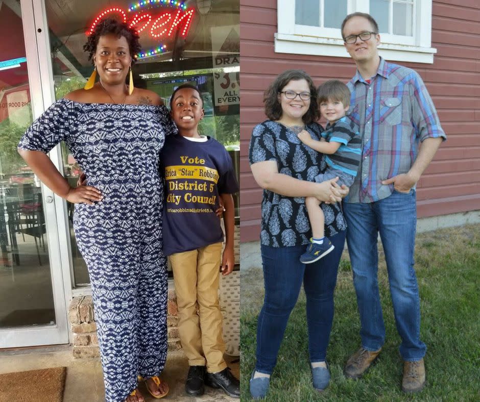 Erica Robbins (left), with her son, and Kate Hansen (right), with her son and husband. (Photo: Courtesy of Erica Robbins and Kate Hansen)