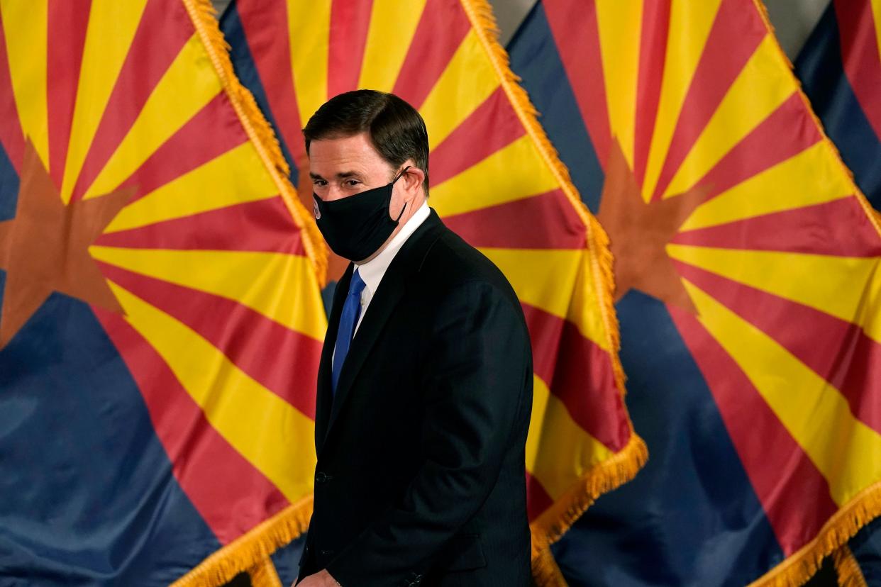 <p>Arizona Governor Doug Ducey — who is a Republican — has been attacked by Trump for standing by the state’s results</p> (ASSOCIATED PRESS)