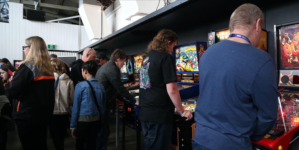 Pinball enthusiasts attend the West Coast Pinball Festival at the Old Pickle Factory on 19 September in Perth, Western Australia. Photo: Faith Moran/Wireimage