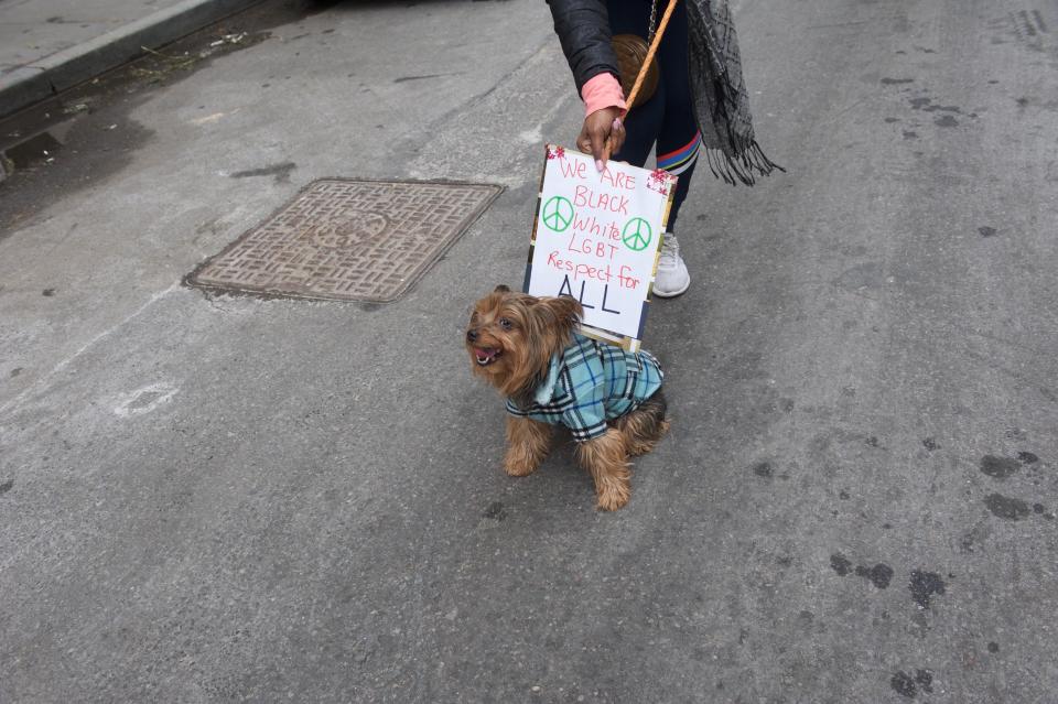 People march in Manhattan during the 2018 Women&rsquo;s March on New York City on Jan. 20, 2018.&nbsp;&nbsp;