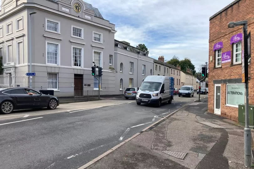 The existing pedestrian crossing on the A38 Upper High Street in Taunton