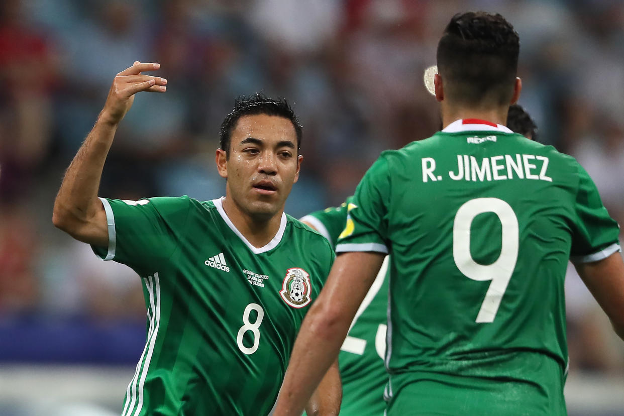 Marco Fabián celebra su gol anotado a Alemania en la Confederaciones 2017. (Matthew Ashton - AMA/Getty Images)