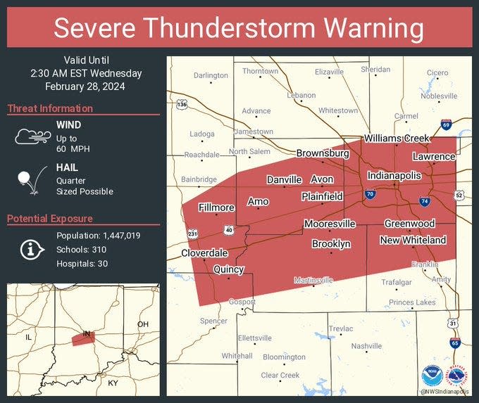 Expired severe thunderstorm warning from early Wednesday morning overlapped with an earlier tornado watch for Central Indiana.