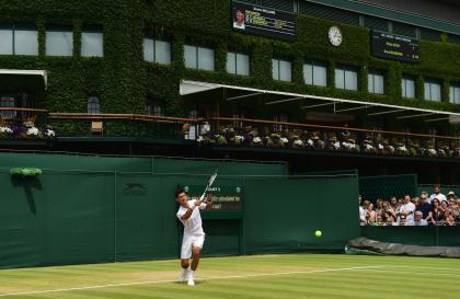 LONDON, ENGLAND - JULY 11:  Novak Djokovic of Serbia practices ahead of the Final Of The Gentlemen&#39;s Singles during day twelve of the Wimbledon Lawn Tennis Championships at the All England Lawn Tennis and Croquet Club on July 11, 2015 in London, England.  (Photo by Shaun Botterill/Getty Images)