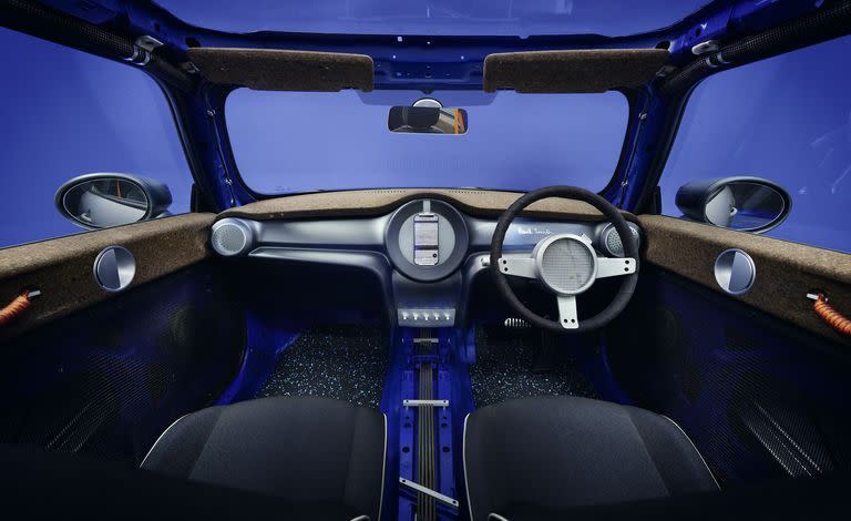 Minimalist center console inside the Paul Smith-designed MINI Strip