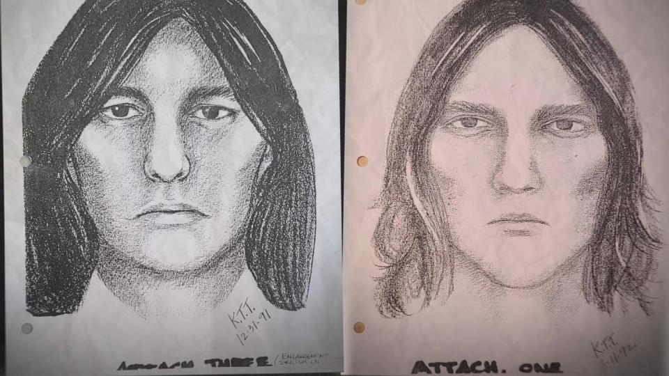 Investigators say neo of the suspects in a sexual assault, left, bore a striking resemblance to that man witnesses reported sitting in a car outside the yogurt shop the night of the murders. / Credit: Austin Police Department