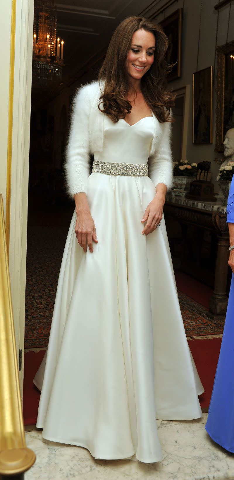 The Duchess of Cambridge after changing into her second dress after her 2011 nuptials [Photo: Rex]