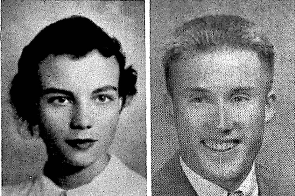 Sandra Day O'Connor (left) in a 1950 Stanford University yearbook and William Rehnquist in a 1948 Stanford University college yearbook.