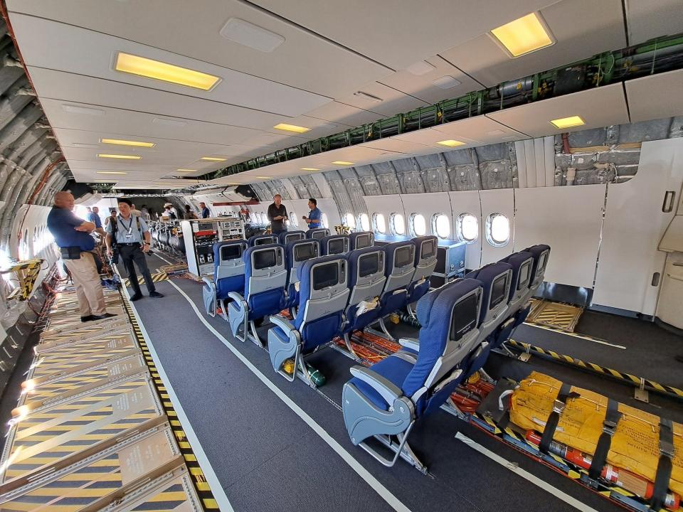 Standard seats are used to move Boeing staff between test centers,