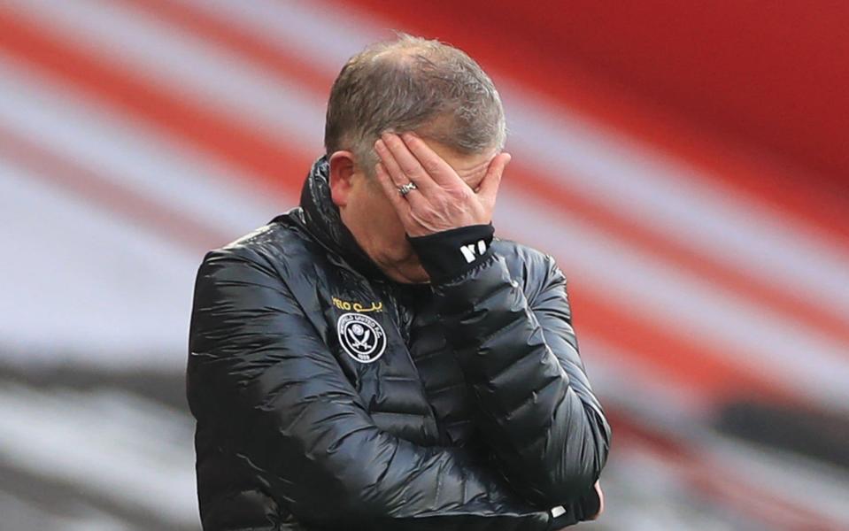 Sheffield United's English manager Chris Wilder reacts during the English Premier League football match between Sheffield United and Southampton at Bramall Lane in Sheffield - GETTY IMAGES