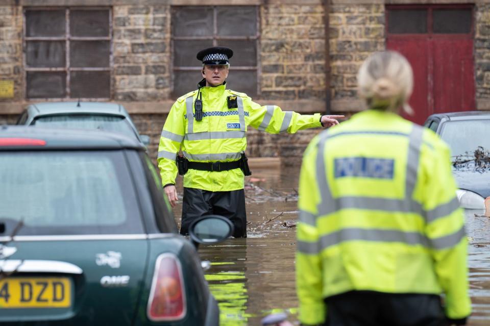 after the flood, nicholas gleaves as sergaeant phil mackie and sophie rundle as joanna marshall